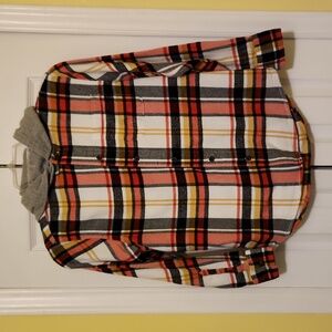 Boy's Hooded Flannel Long Sleeve Shirt